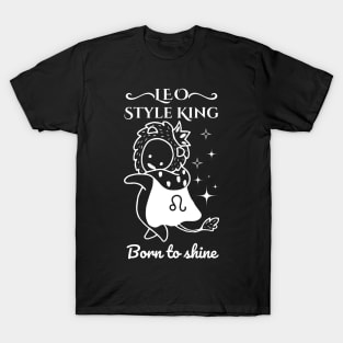 Funny Leo Zodiac Sign - Leo Style King, born to shine - Black T-Shirt